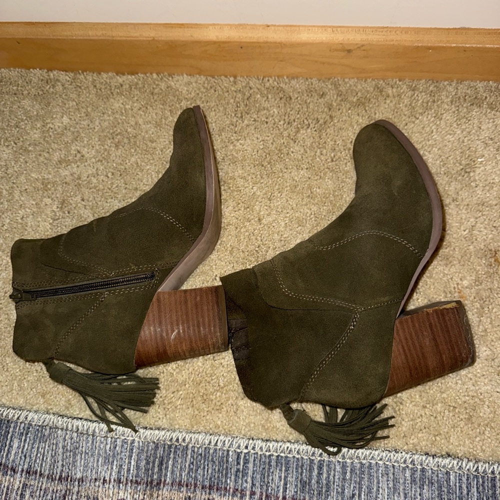Sole Society Khaki Suede Ankle Booties